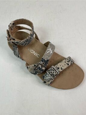 VIONIC Sahara Snake Skin Print Ankle‎ Strap Gladiator Sandals Size 8 EU 39